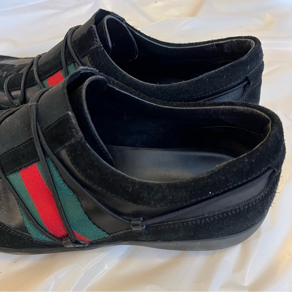 Gucci sneakers: black suede & leather, red/green stripes, elastic gore & laces - Picture 8 of 10